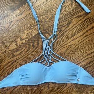 Blue volcom halter bikini top